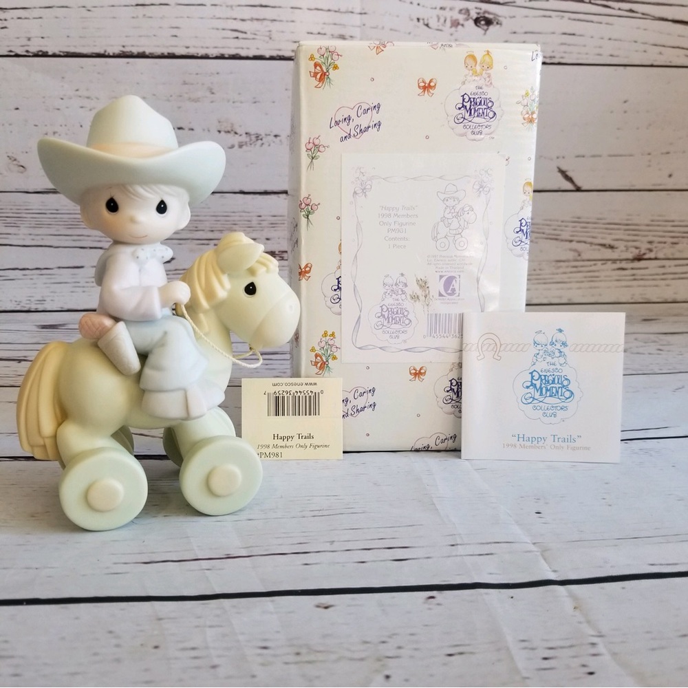 Precious Moments Happy Trails Cowboy Horse PM981 1997 Members Only Figurine